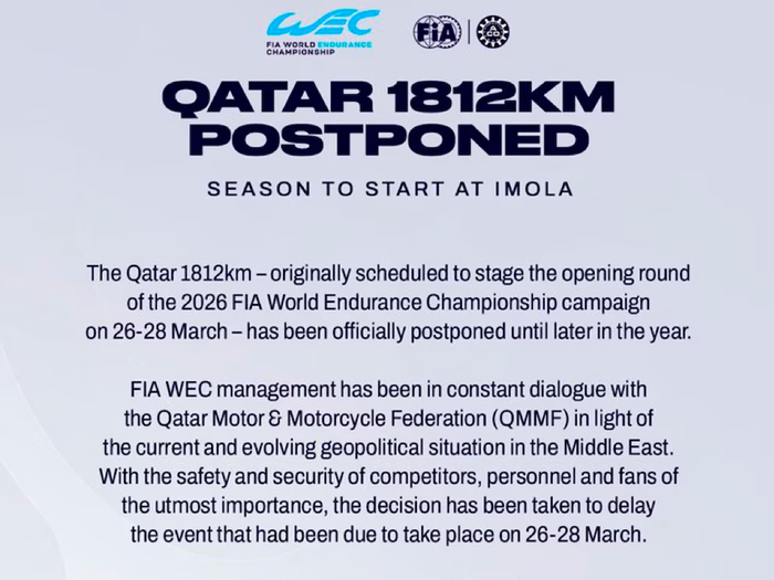 Comunicado del WEC sobre al fecha de Qatar.