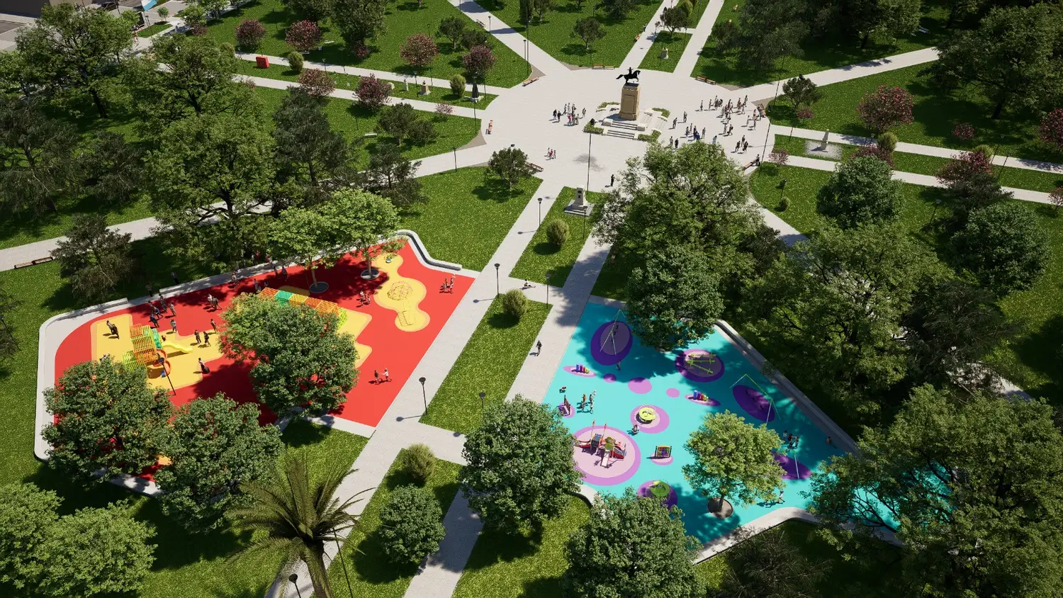 A partir de las 15, las familias podrán volver a utilizar el espacio público central de la ciudad.