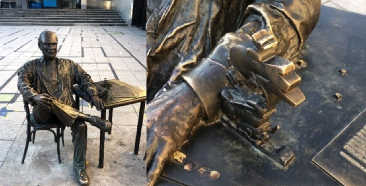 Rosario: robaron a Mendieta y a Boogie el Aceitoso de la estatua del Negro Fontanarrosa