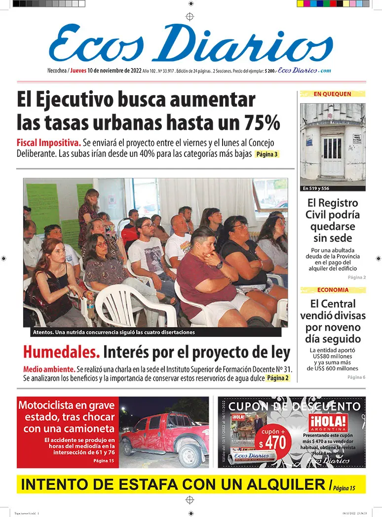 Tapa del 10 de noviembre de 2022