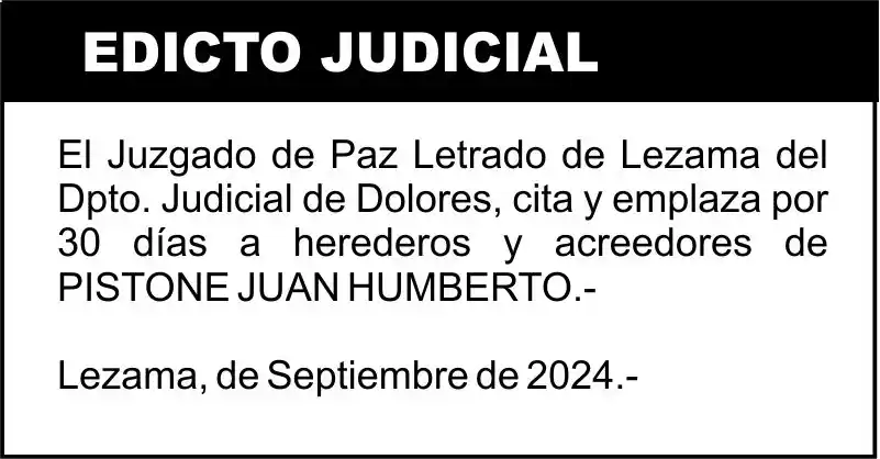 Edicto: PISTONE JUAN HUMBERTO