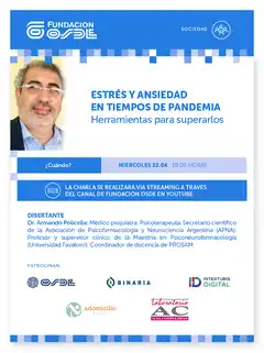 Invitación ala charla estrés y ansiedad en tiempos de pandemia