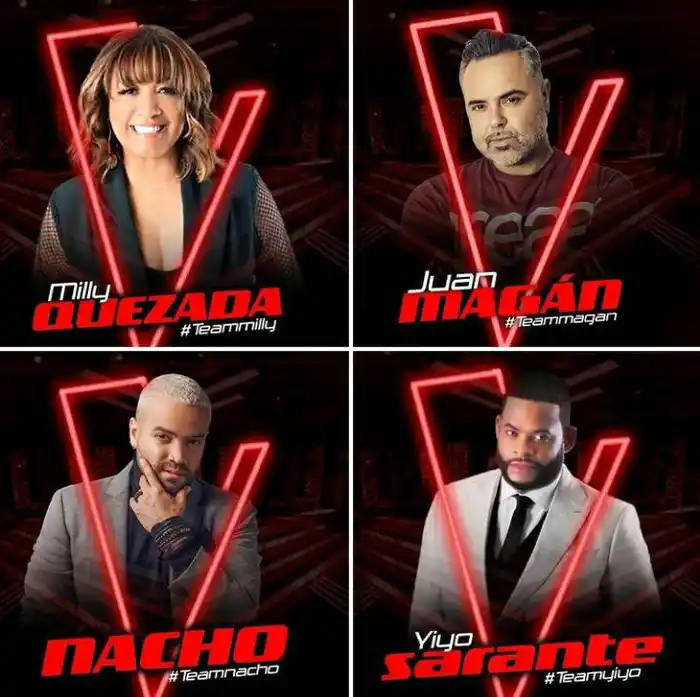 El panel de coaches de La Voz, con el venezolano Nacho. Foto suministrada