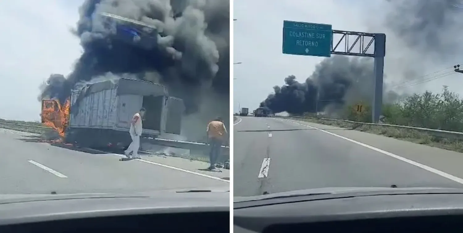 Un camión se prendió fuego en la Ruta 168