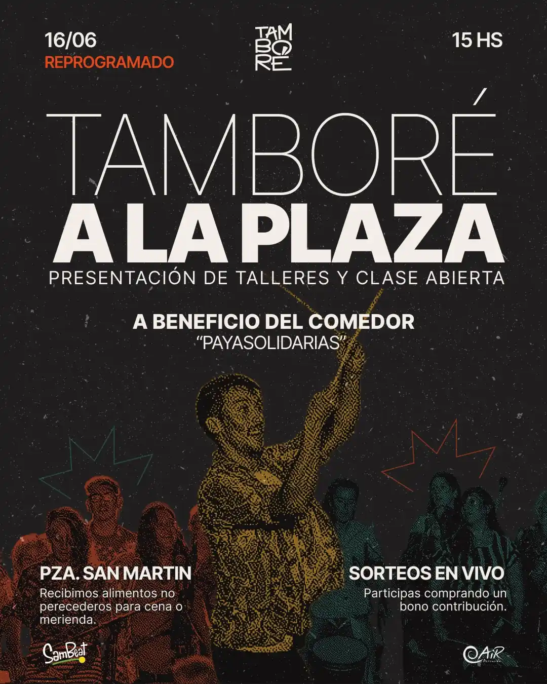 Tamboré invita a una clase abierta y gratuita en la plaza San Martín