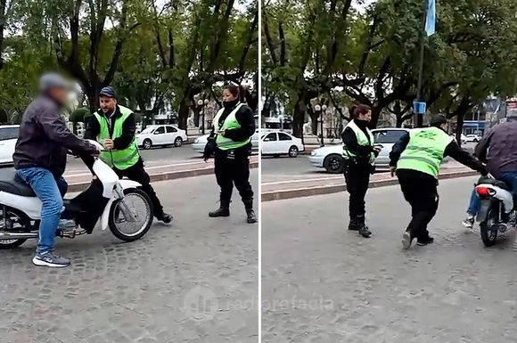 VIDEO | Sin casco ni patente en pleno centro de Rafaela: se negó al control y escapó