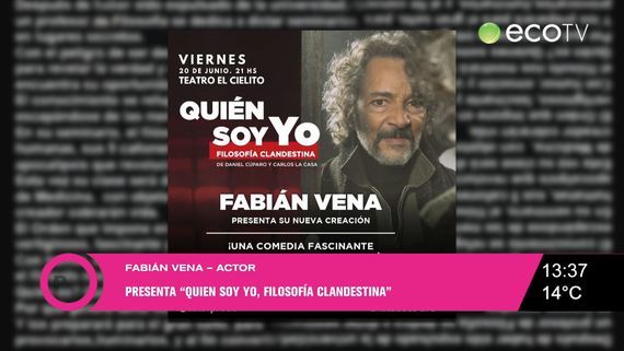 El actor Fabián Vena llega este viernes a Tandil