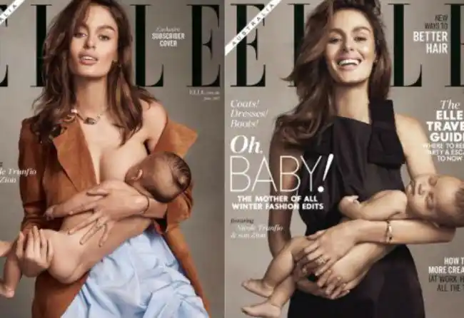 Censuran la tapa de una modelo amamantando