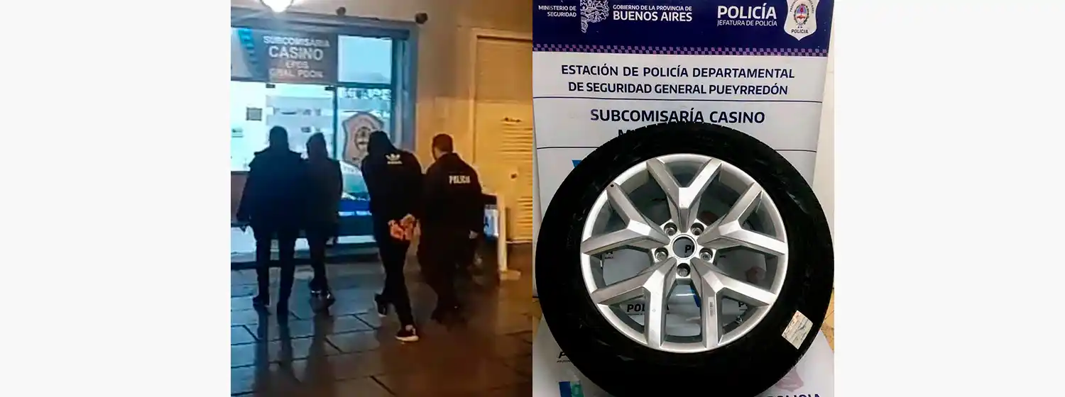 Atrapan a una pareja, con antecedentes, que tenía una rueda robada