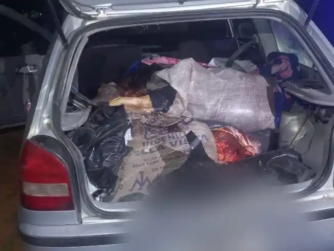 Se vieron acorralados y fueron atrapados con más de media tonelada de un animal faenado clandestinamente