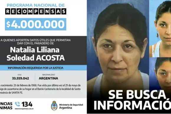 Ofrecen recompensa para dar con el paradero de Natalia Liliana Soledad Acosta, desparecida en 2009