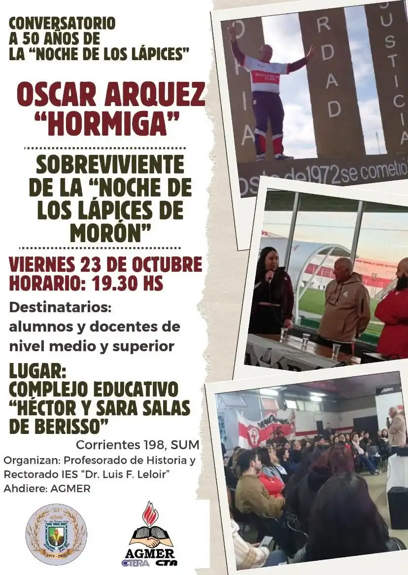 Realizarán un conversatorio con Oscar Arquez “Hormiga” a 50 años de la Noche de los Lápices