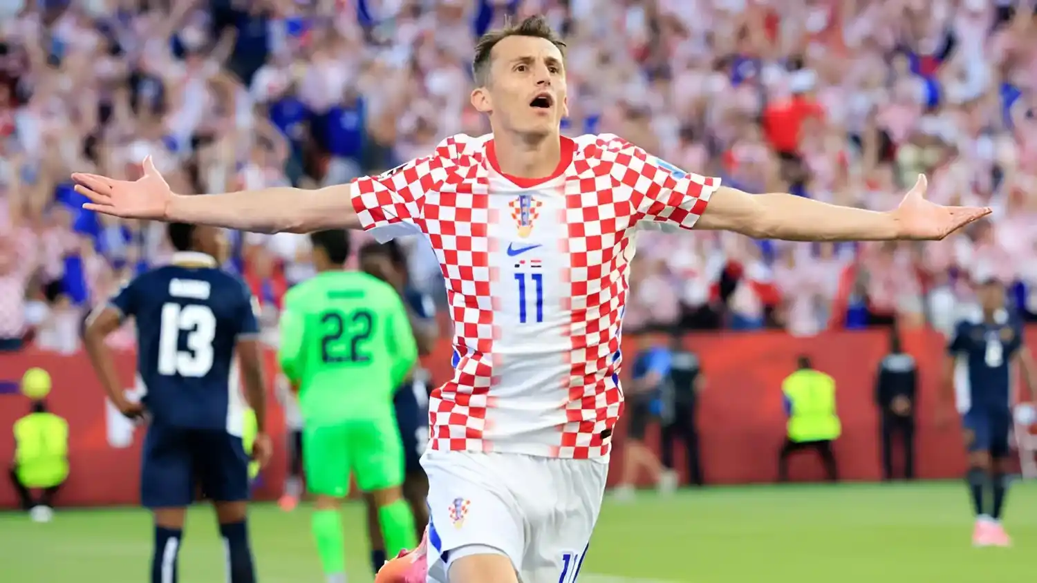 Ante Budimir convierte el único gol del partido para Croacia, durante el duelo del grupo L de la Copa Mundial de la FIFA 2026 ante Panamá en la ciudad de Toronto. Foto: EFE