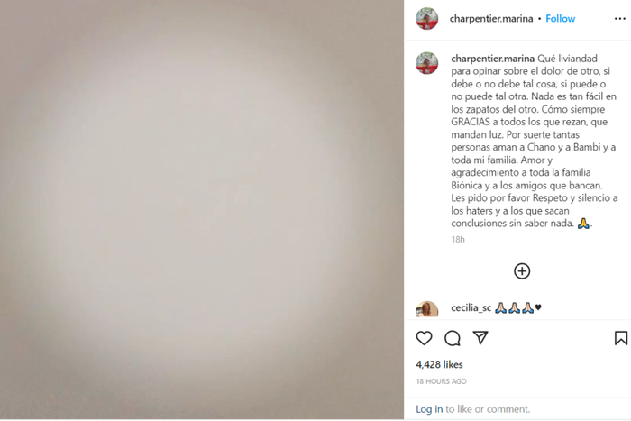 El mensaje de la mamá de Chano en IG