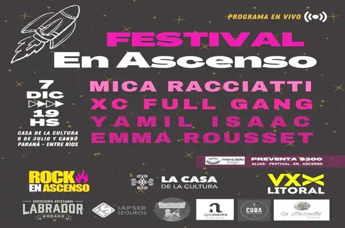 El Festival Rock En Ascenso  se llevará adelante en la  capital entrerriana