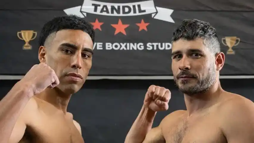 Córdoba y Lescano, en el pesaje.