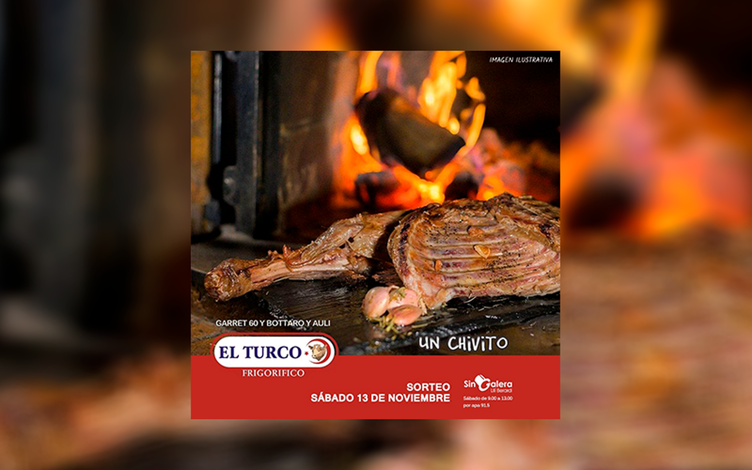 Frigorífico El Turco sortea un chivito este sábado en Sin Galera