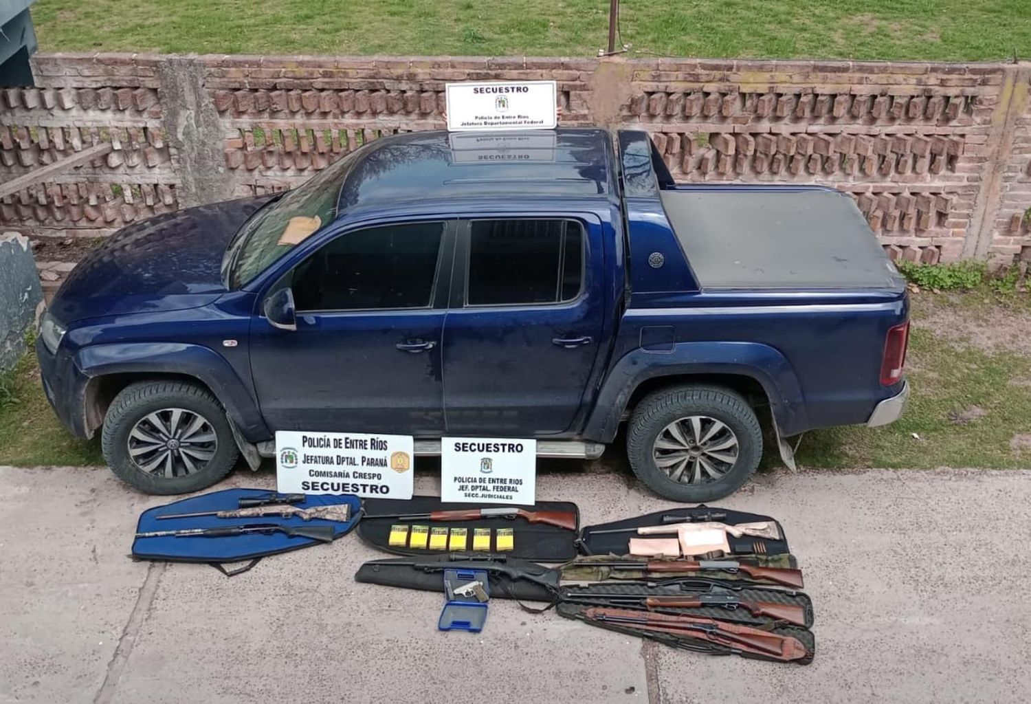 Operativo judicial en Crespo: Secuestran armas, teléfonos y una camioneta por denuncia de abigeato