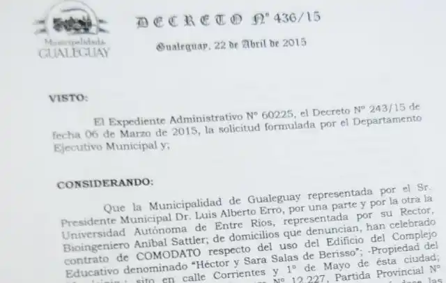 Complejo: se conoció al comodato de 50 años para la UADER