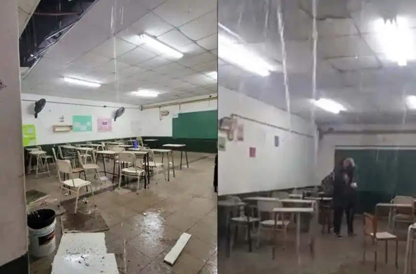 El vicedirector de la escuela Gurruchaga, tras la caída del techo por lluvia: «No es la primera vez que pasa»