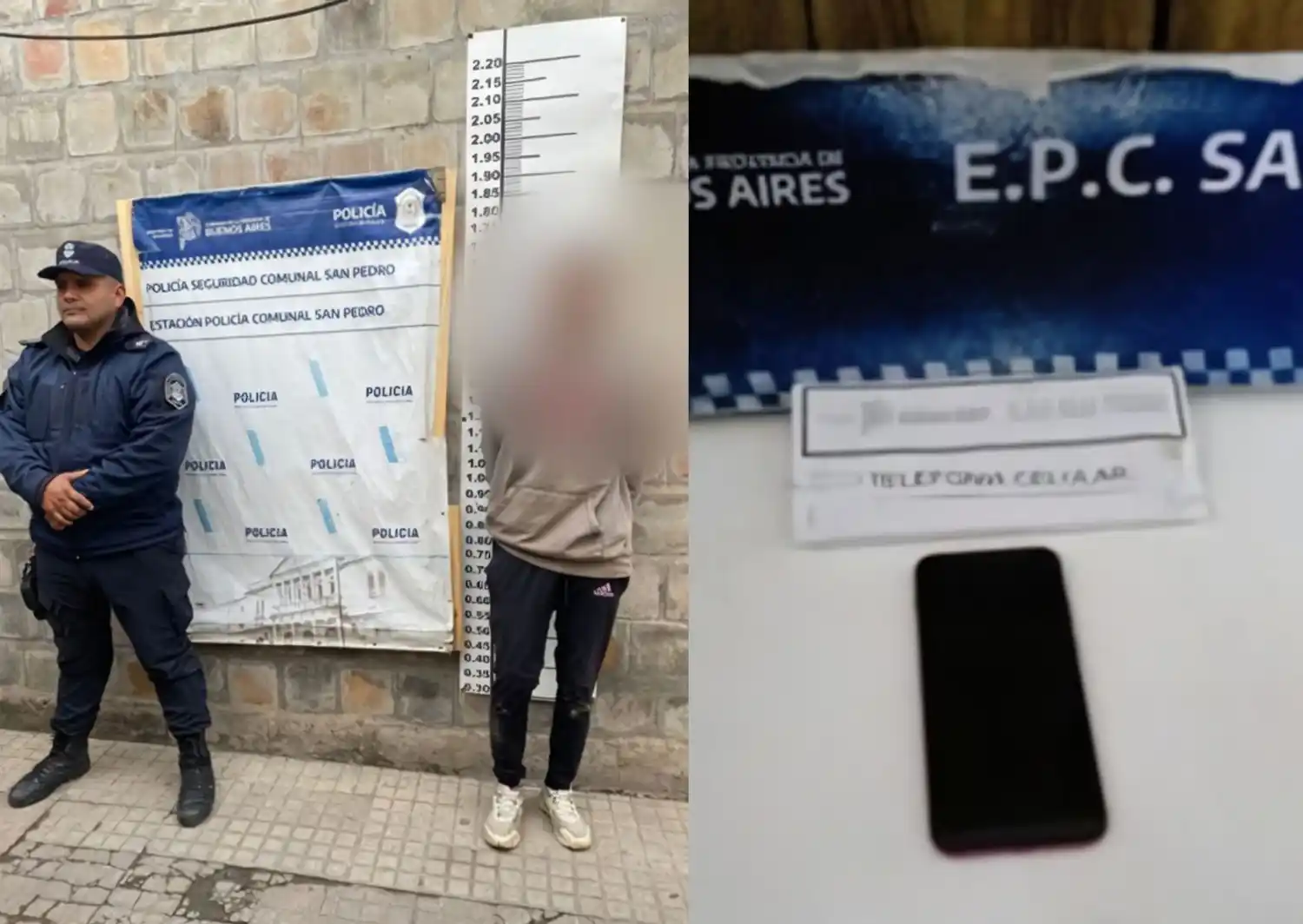 El celular secuestrado es un Motorola A6, que los delincuentes habían robado a una joven en la vía pública.