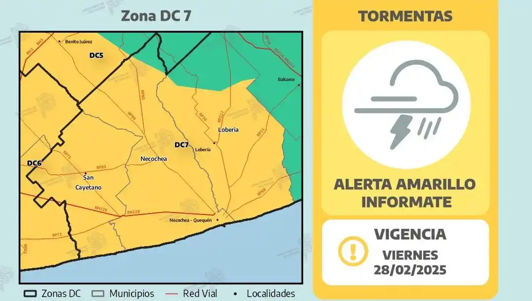 Alerta Amarillo por tormentas fuertes