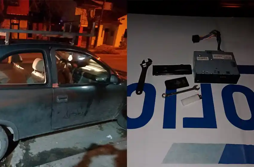 Forzó la puerta de un auto y robó estéreo y herramientas: lo atraparon