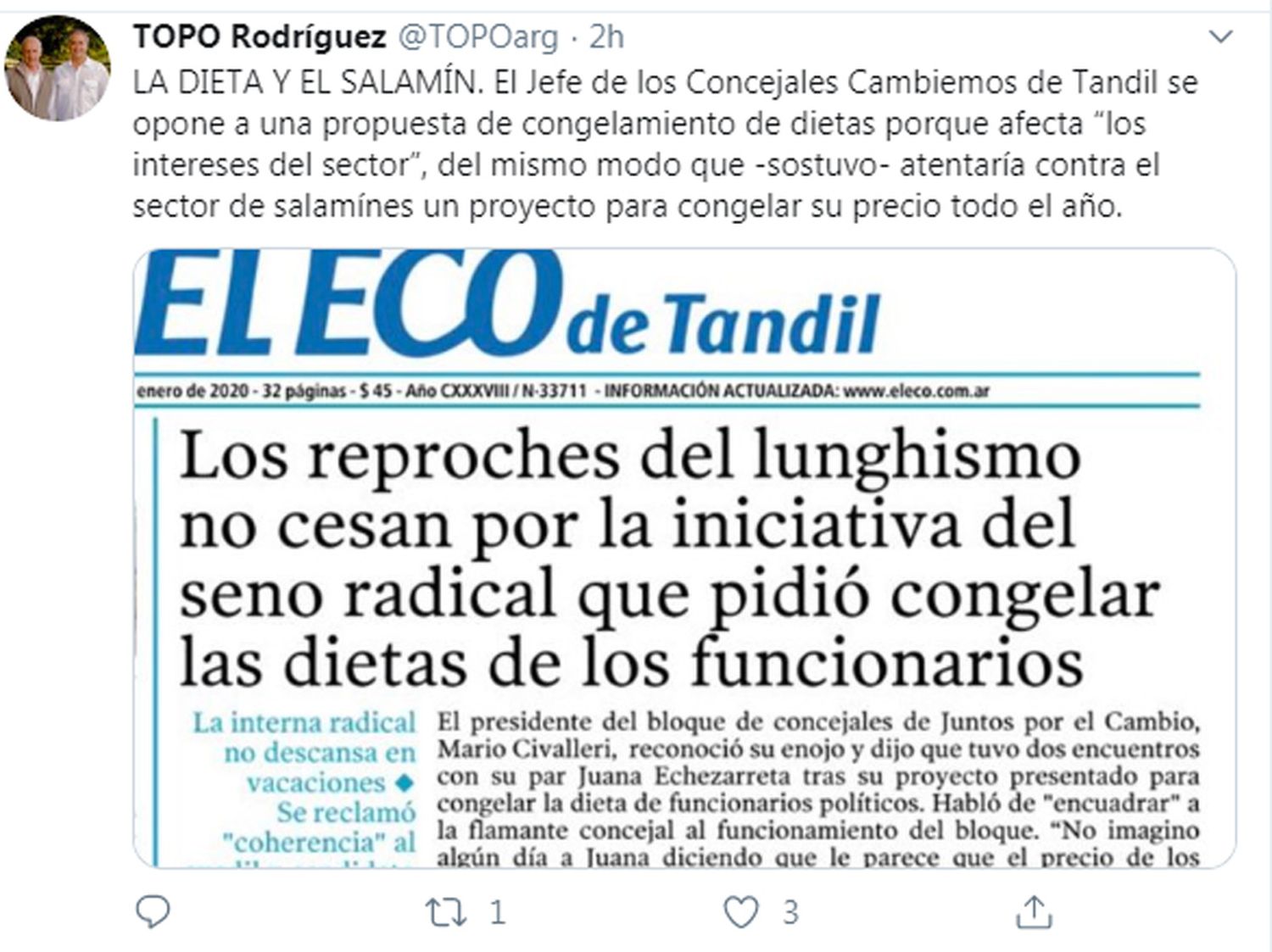 El diputado Alejandro Rodríguez habló de “baja calidad institucional” por las discusiones internas del oficialismo