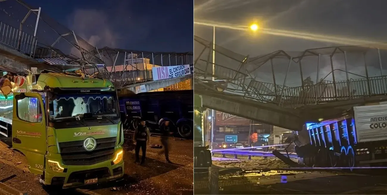 Choque en la Panamericana provocó la caída de un puente peatonal en Escobar