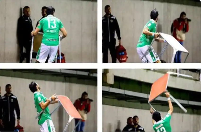 Insólito: Abreu, increpado por hinchas de Audax Italiano, les arrojó una mesa