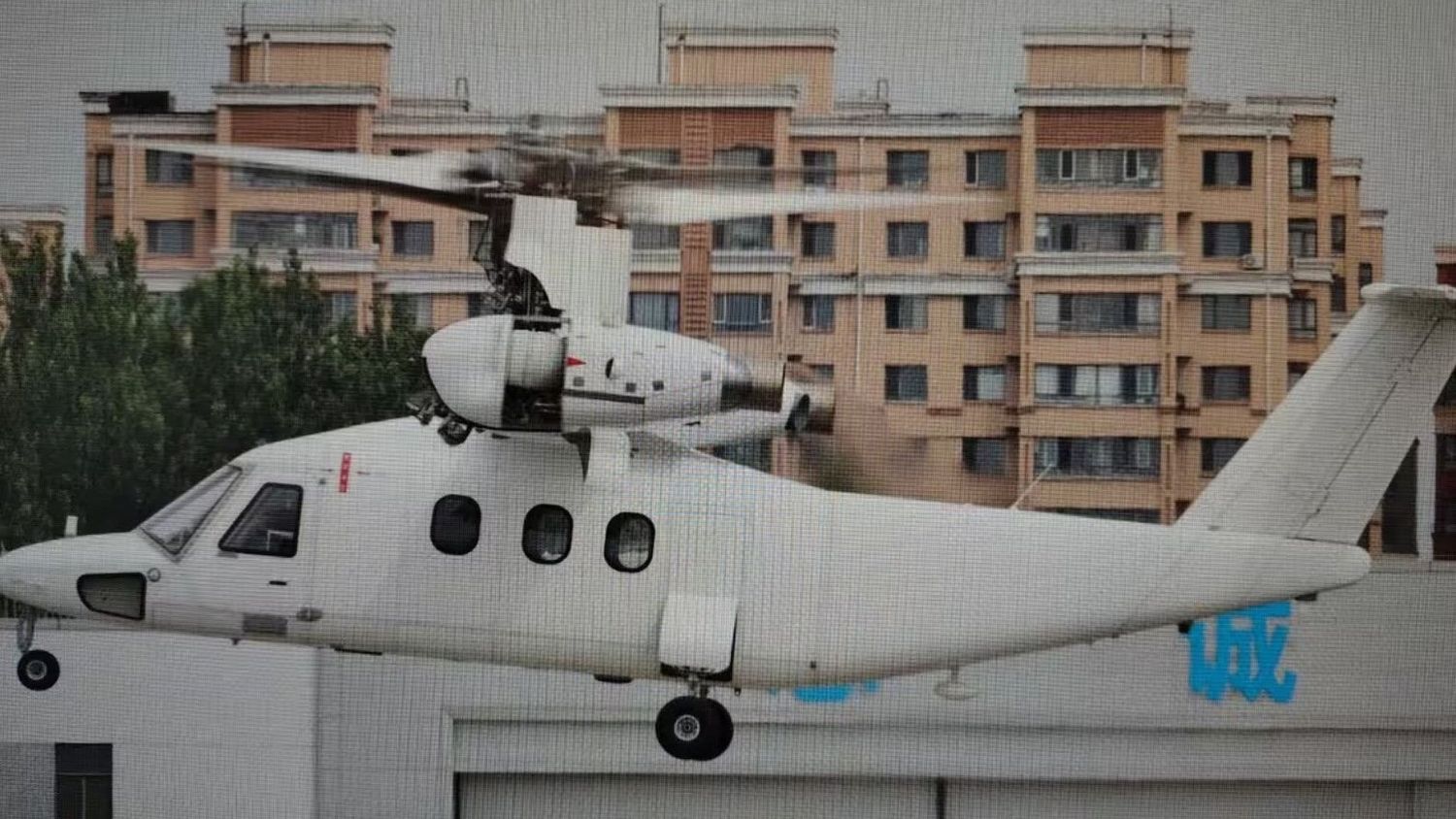 El demostrador chino de tecnología tiltrotor comenzó la fase de pruebas de vuelo. Imagen: origen Weibo vía Twitter.