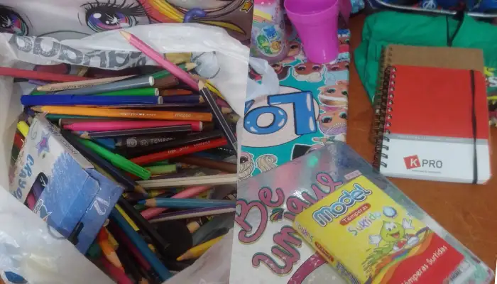 Primeras donaciones de la campaña de útiles