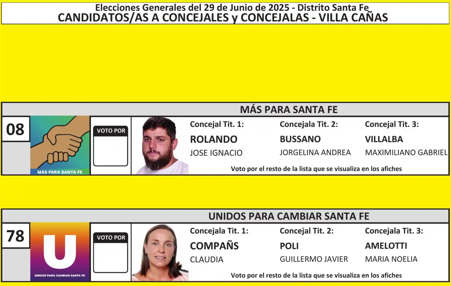 boleta única Villa Cañás