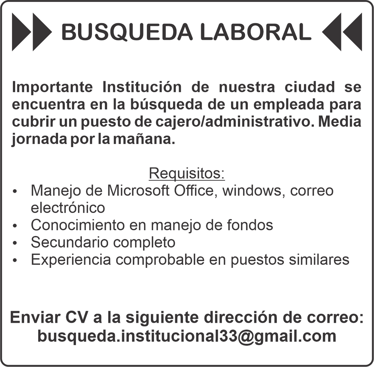 BUSQUEDA CAJERO / ADMINISTRADOR