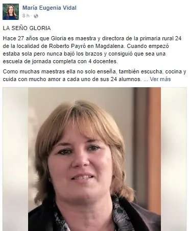 Vidal saludó a los docentes a través de un video en Facebook