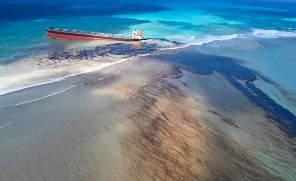 Habitantes de Mauricio recolectan pelo para contener el derrame de petróleo