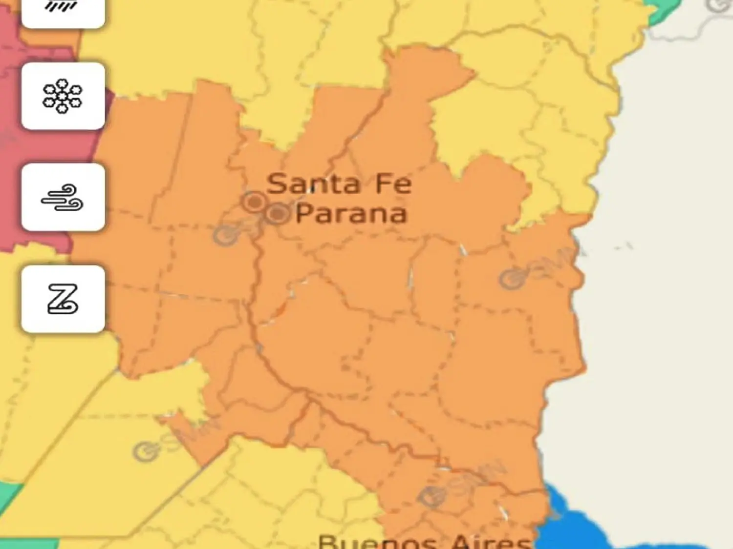 Alerta por tormentas fuertes con lluvias intensas y ocasional caída de granizo