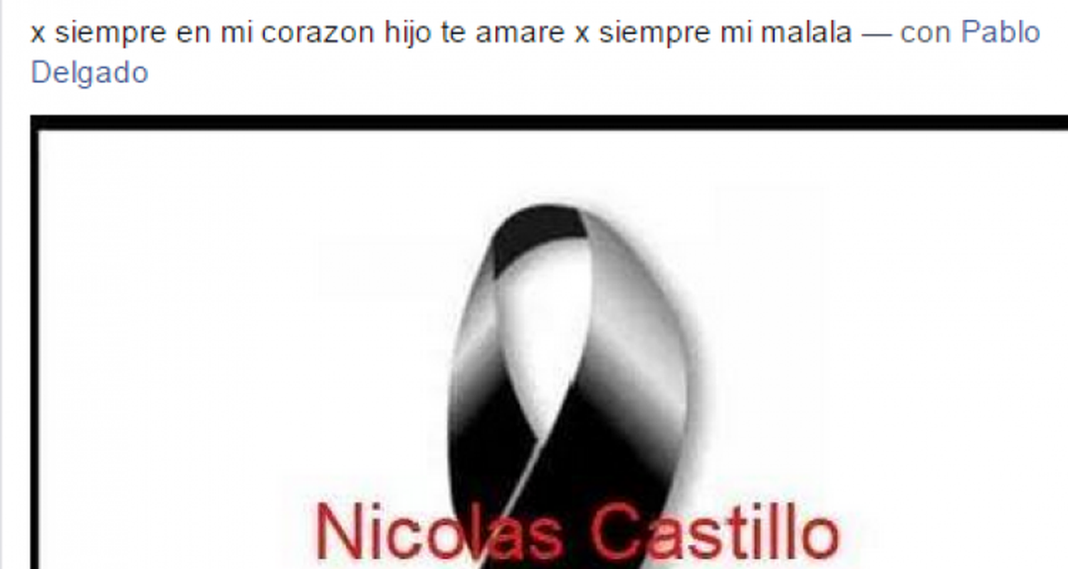 Familiares de Nicolás Castillo lo despidieron por Facebook