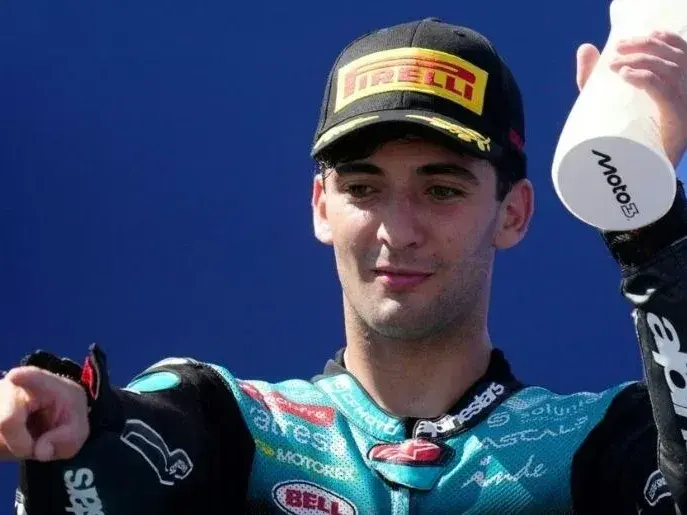 Marco Morelli terminó tercero en el GP de Aragón de Moto 3. Foto: Moto GP.