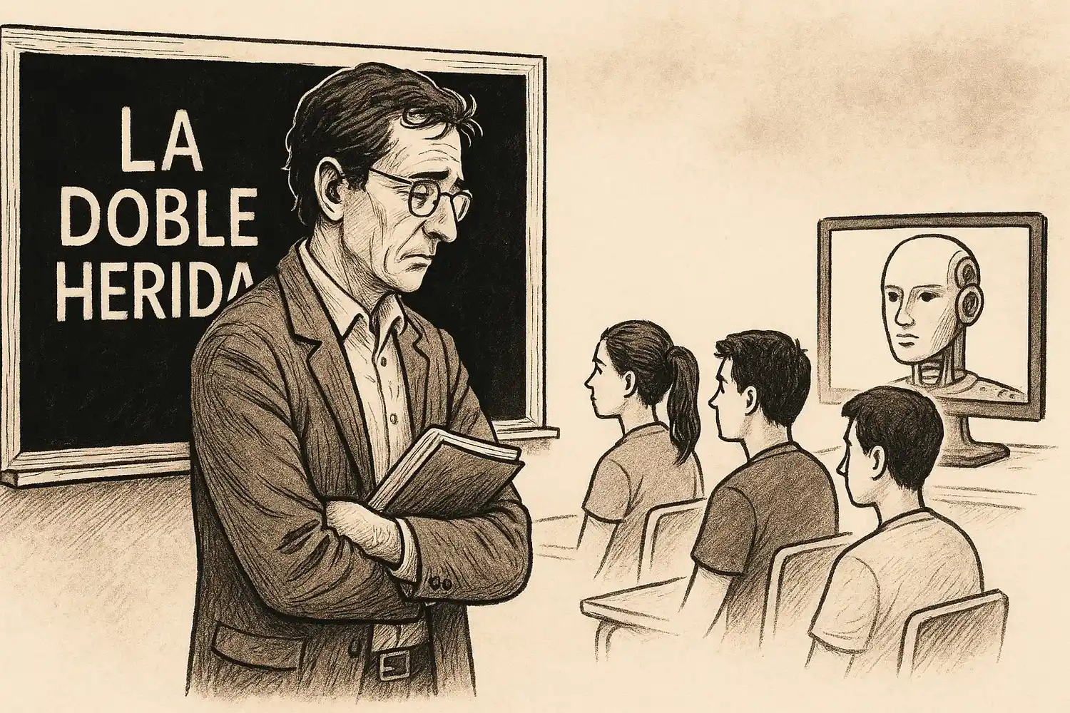 Entre pizarras y algoritmos, un maestro sostiene su vocación frente a un aula dividida entre el futuro y el olvido.