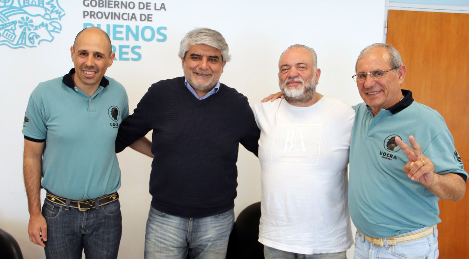 Positivo encuentro. El que tuvieron Sergio Franqui (Uocra), Walter Correa, ministro de Trabajo bonaerense, Roberto Gómez (Aefip) y Oscar Franqui (Uocra).