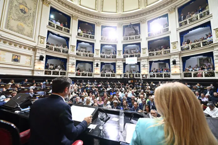 El gobernador Axel Kicillof en el discurso de apertura de las sesiones ordinarias en la Legislatura. (Gobernación)
