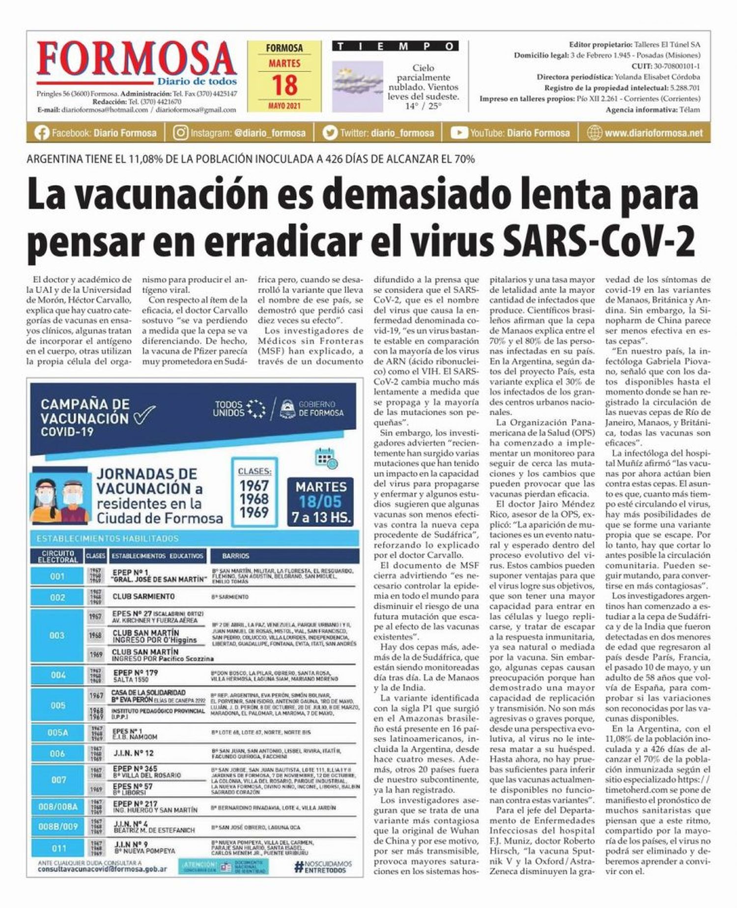 Tapa y Contratapa 18 de mayo de 2021