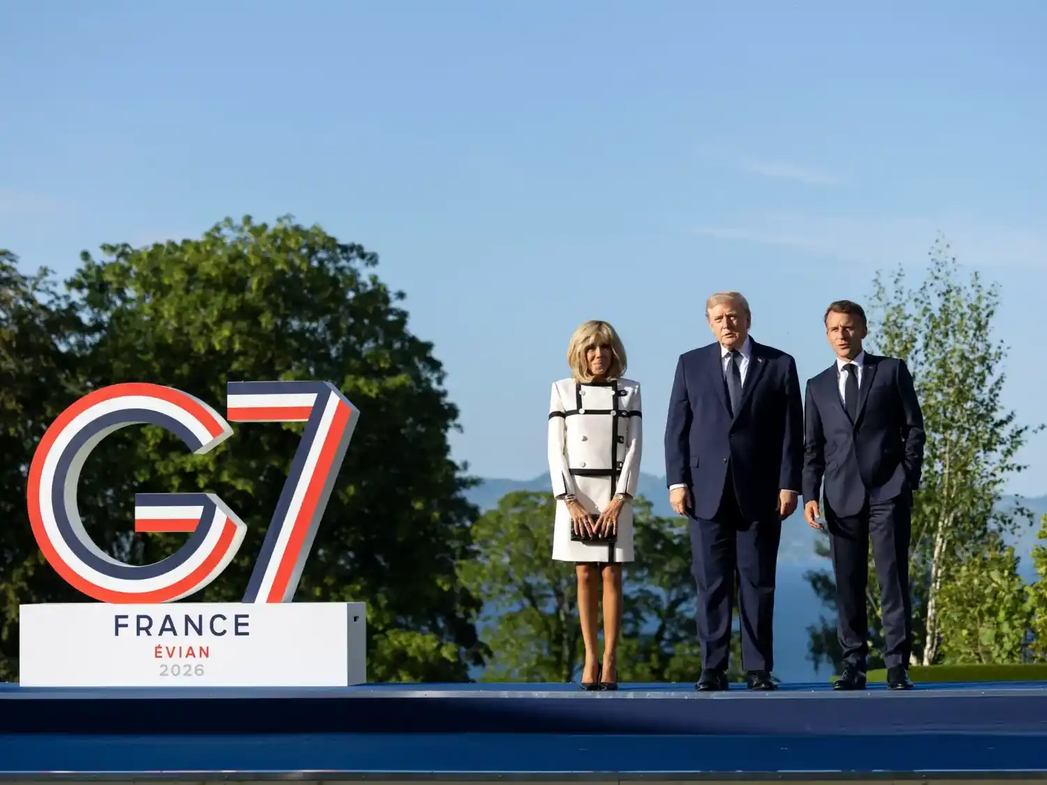 El presidente francés Emmanuel Macron y su par Donald Trump posaron durante la cumbre del G7.