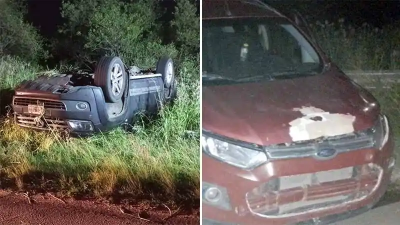 Dos vehículos chocaron en la ruta y uno terminó volcando