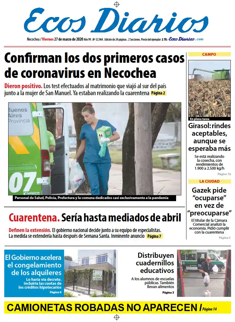 Tapa del 27 de marzo de 2020