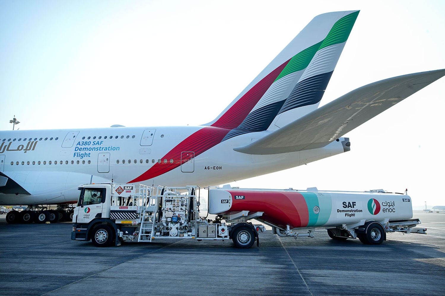 Emirates makes the first flight of an A380 with 100% SAF