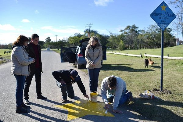 Pintaron en el Parque Unzué la estrella amarilla número 76
