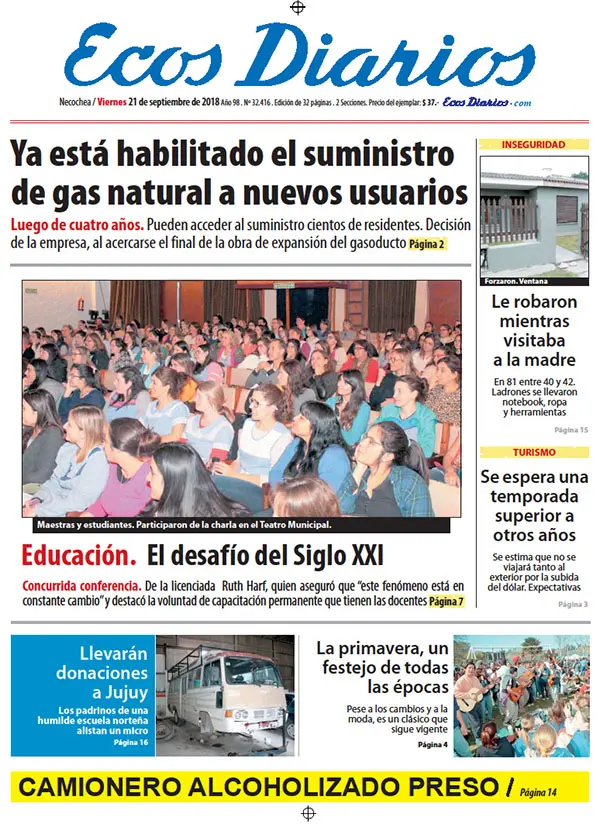 Tapa del 21 de septiembre de 2018