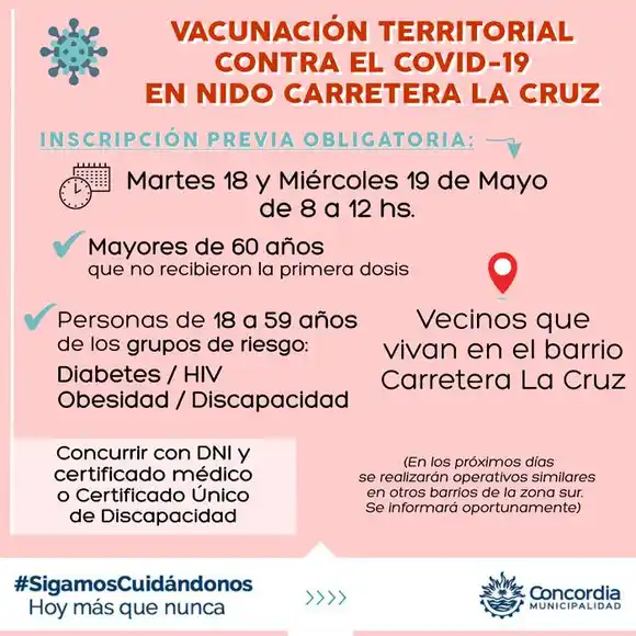 Operativo territorial de  vacunación en Carretera La Cruz